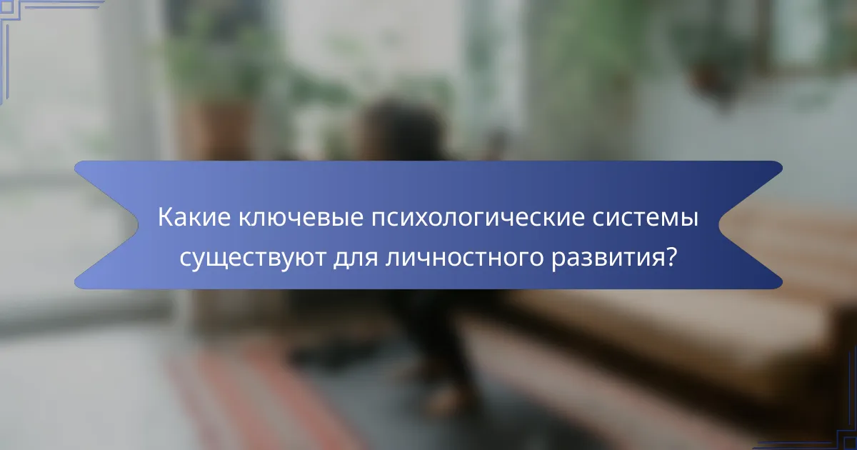 Какие ключевые психологические системы существуют для личностного развития?