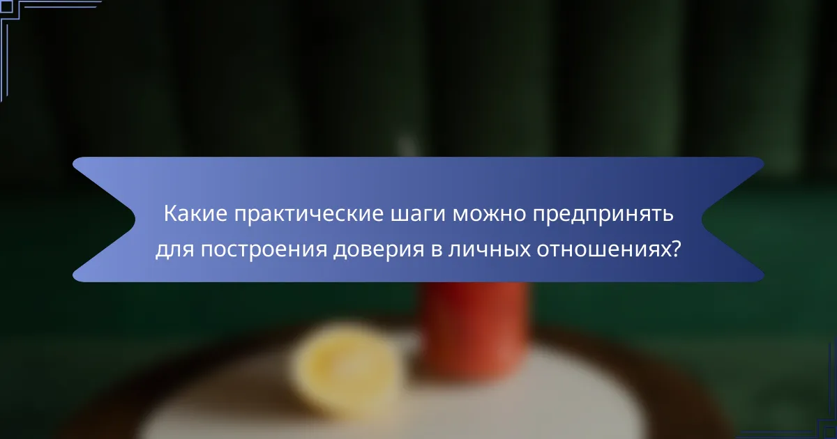 Какие практические шаги можно предпринять для построения доверия в личных отношениях?