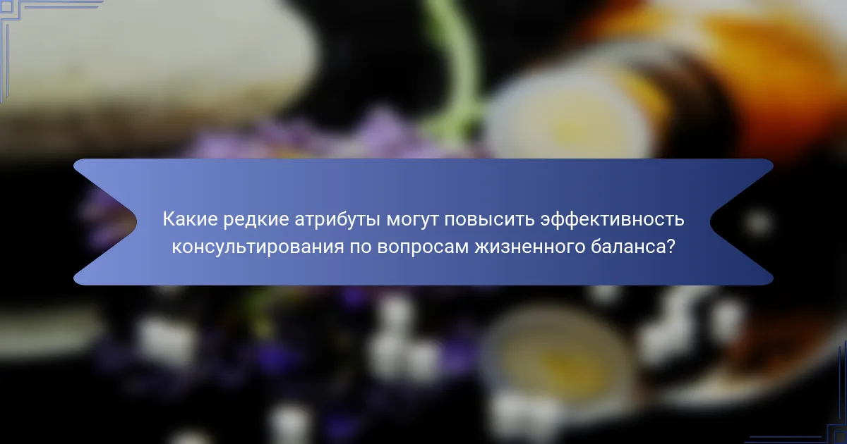 Какие редкие атрибуты могут повысить эффективность консультирования по вопросам жизненного баланса?