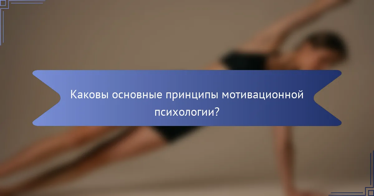 Каковы основные принципы мотивационной психологии?